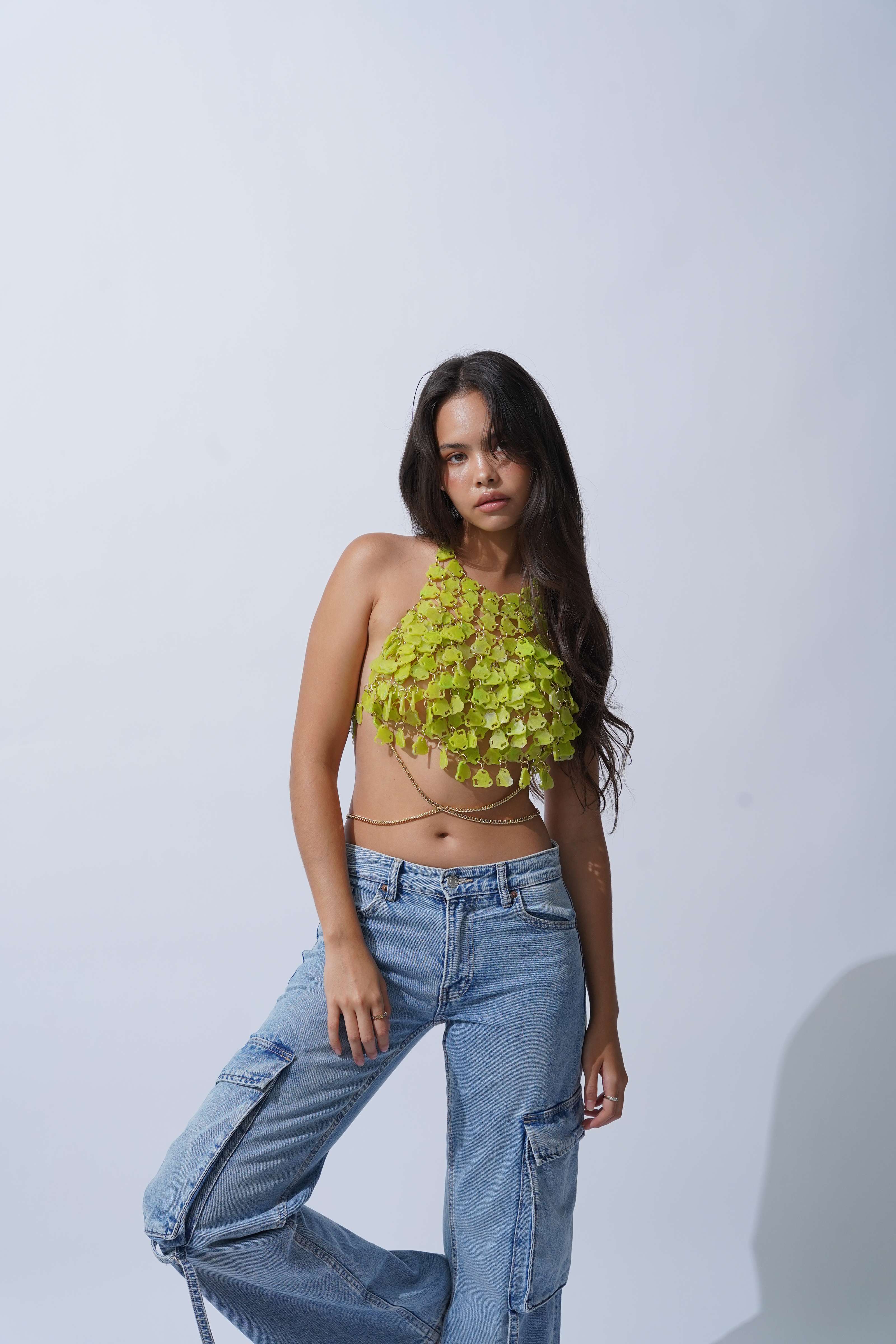 Infinitude Cropped Top(Lime)