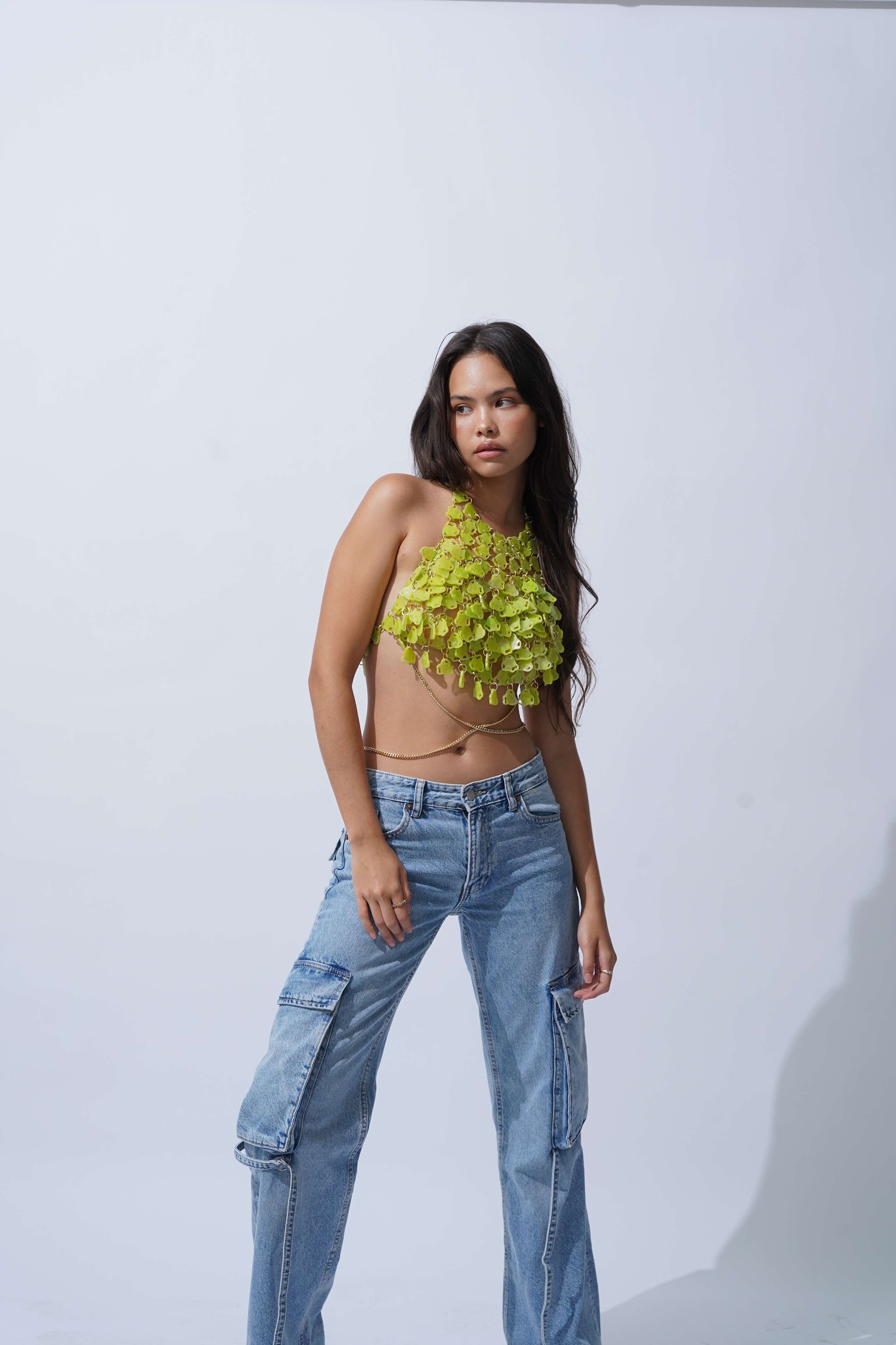 Infinitude Cropped Top(Lime)