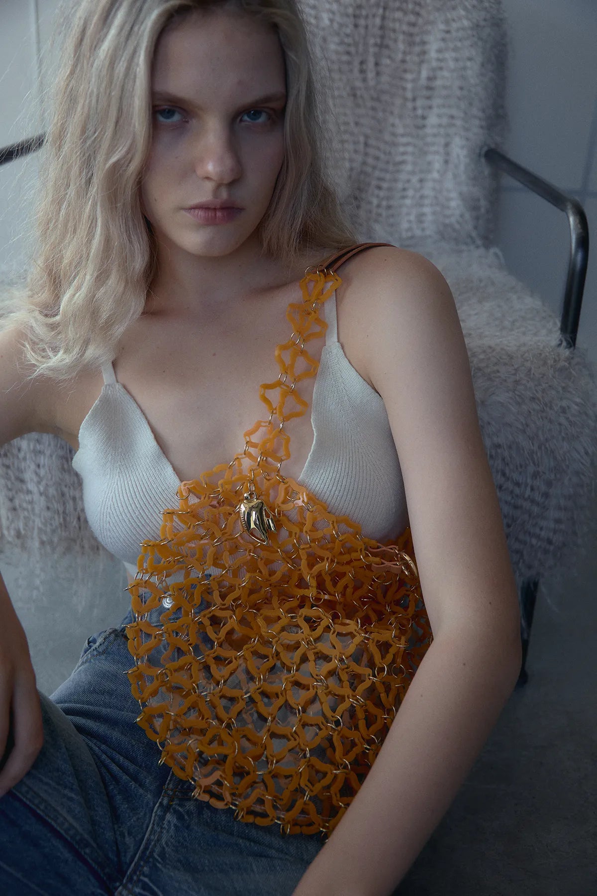 Aqua Transparent Tote Bag(Tangerine)